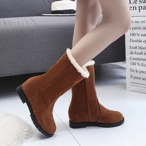 Women Winter Snow Boots Thick Sole Warm Fleece Lined Short Martin Boots British Style Two Wear Design Outdoor Footwear