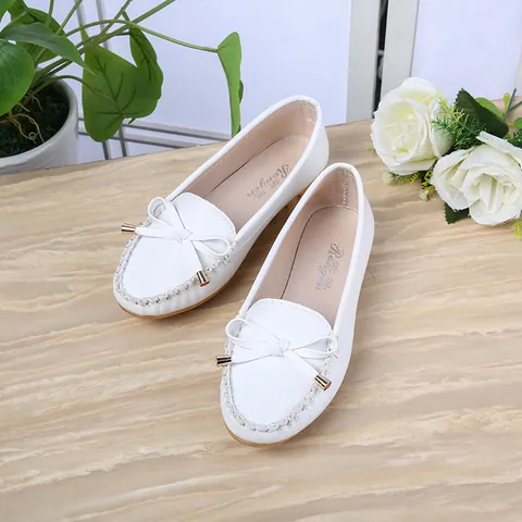 Damen Schleife Loafer Casual Flache Autofahrer Schuhe Weiches PU Leder Moccasins Rund Zehe Süß Schlüpfschuhe Krankenschwester Ballett Schuhe