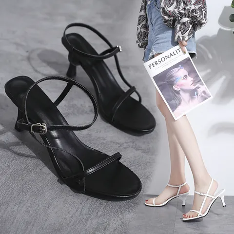 Sandali Donna Sexy con Tacco a Spillo Cinturino alla Caviglia Punta Aperta Fascia Sottile Minimalista Estate Moda Scarpe da Festa