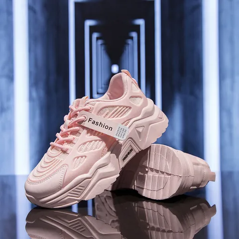 Dames Koreaanse Mode Chunky Sneakers Ademend Mesh Dikke Zool Plateau Dad Schoenen Casual Sport Hardloopschoenen