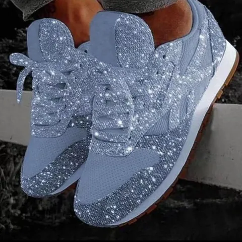 Women's Casual Sequin Sneakers Rhinestone Platform Shoes Sparkly Mesh Breathable Thick Sole Walking Shoes Plus Size Fashion Loafers