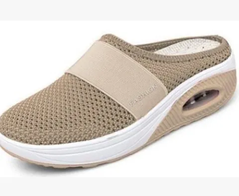 Women's Breathable Mesh Mules Clogs Platform Air Cushion Slippers Casual Round Toe Wedges Outdoor Summer Shoes For Women