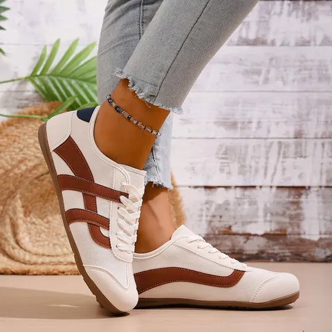Zapatillas GAT Retro para Mujer Clásicas Casuales German Army Trainers Cuero PU Rayas de Contraste Zapatos Deportivos Planos Ligeros Estilo Coreano