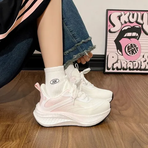 Women Fashion Mesh Breathable Dad Sneakers Platform Non-Slip Running Shoes Casual Sport Student Walking Shoes