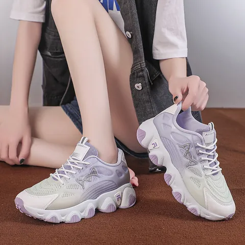 Women's Dad Shoes Mesh Breathable Thick Sole Sneakers Pink Blue Yellow Purple Ins Style Casual Sports Running Shoes 2025
