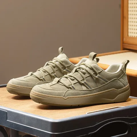 Men Vintage German Army Trainers Suede Mesh Patchwork Retro Sneakers Low Top Breathable Casual Board Shoes Gum Sole