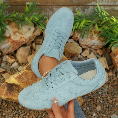 Damen Casual Flache Sneakers Wildleder Schnürschuhe GAT Schuhe Leicht Komfortabel Runde Zehe Low-top Wanderschuhe Für Frauen Alltag