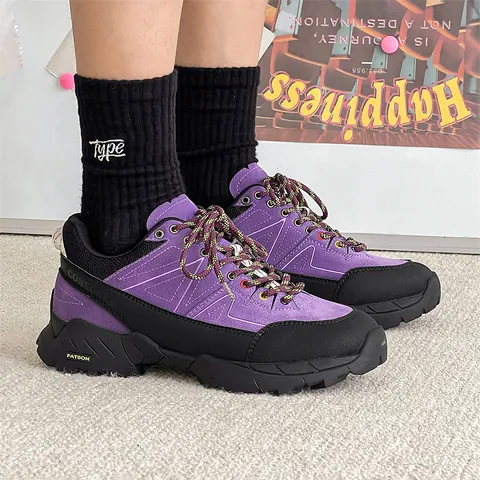 Scarpe da Trekking Uomo Donna in Camoscio con Suola in Gomma Sneakers Outdoor Antiscivolo Traspiranti Rialzate Scarpe da Passeggio