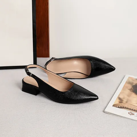 Women French Elegant Block Heel Slingback Pumps Pointed Toe Snake Pattern Faux Leather Sandals Chunky Heel Dress Shoes for Office Party