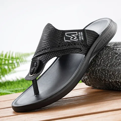 Herren Flip Flops Rindsleder Obermaterial EVA Sohle Sommer Strand Sandalen Rutschfest Outdoor Lässig Zehentrenner Herrenschuhe