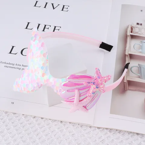 Cartoon Sequin Mermaid Tail Hair Band Sweet Marine Style Shell Star Headband Kids Hair Accessories
