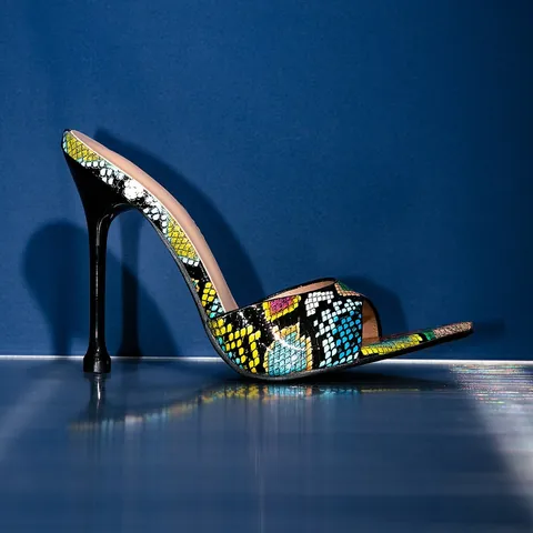 Women Fashion Sexy Snake Pattern Stiletto High Heel Peep Toe Sandals Fashion Party Dress Mules Summer Outdoor Walking Shoes