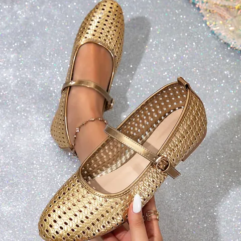 Zapatos Planos Mary Jane Calados para Mujer Transpirables de Cuero PU con Correa de Hebilla para Viaje Diario Verano Citas