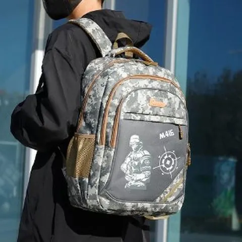 Large Capacity Camouflage Backpack For Men Outdoor Military Style Print School Bag Durable Oxford Cloth Travel Rucksack