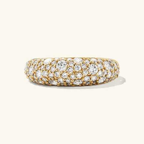 925 Sterling Silver Wide Band Ring For Women Men Full Pave Zirconia Dome Ring 18K Gold Plated Geometric Pave Jewelry Engagement Wedding Party Gift