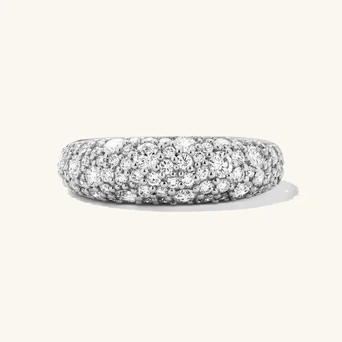 925 Sterling Silver Wide Band Ring For Women Men Full Pave Zirconia Dome Ring 18K Gold Plated Geometric Pave Jewelry Engagement Wedding Party Gift
