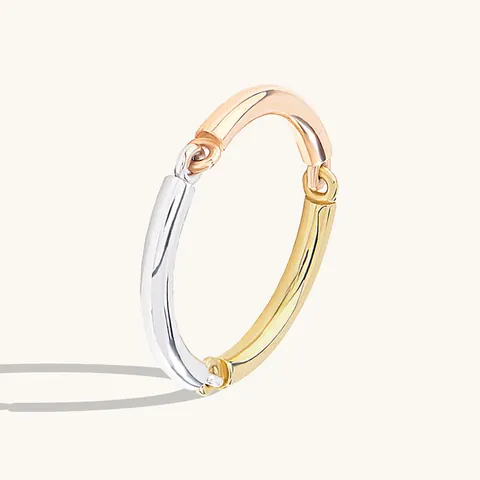 Tricolor Patchwork 925 Sterling Silver Ring Minimalist 18K Gold Rhodium Rose Gold Plated Band Ring For Women Men Daily Jewelry Gift