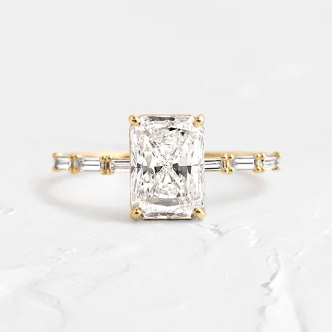 S925 Sterlingsilber Radiant Schliff Zirkonia Ring 18K Vergoldet Emerald Schliff Geometrisch Minimalistischer Damen Ring