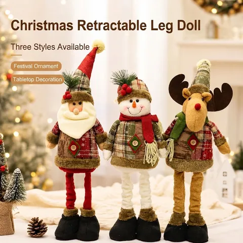 Weihnachten Teleskop Puppe Weihnachtsmann Schneemann Rentier Karo Stoff Figur Haus Hotel Einkaufszentrum Dekoration Ornament