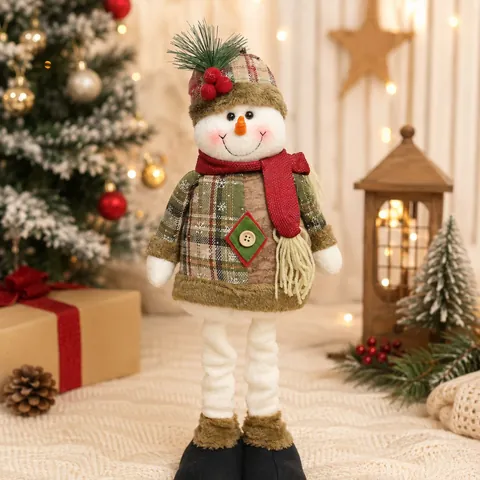Weihnachten Teleskop Puppe Weihnachtsmann Schneemann Rentier Karo Stoff Figur Haus Hotel Einkaufszentrum Dekoration Ornament