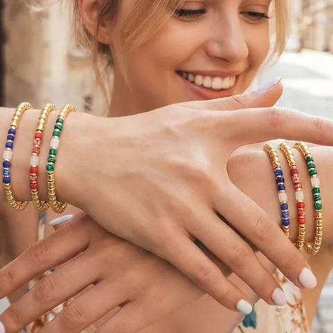 Boheems Handgemaakt Kralen Armband Voor Vrouwen Verguld Koper Halfedelsteen Etnisch Vintage Geometrische Sieraden Cadeau