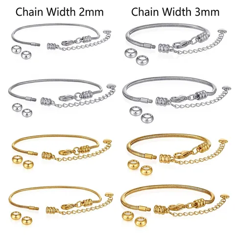Pulsera de Cadena de Serpiente de Acero Inoxidable Cadena Base DIY Con Colgante de Corazón Pulsera Ajustable para Hacer Joyas Accesorio Minimalista Unisex
