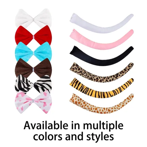 Animal Tail Accessories Plush Bendable Bow Tie Halloween Cosplay Party Costume Props Multi Color Patterns