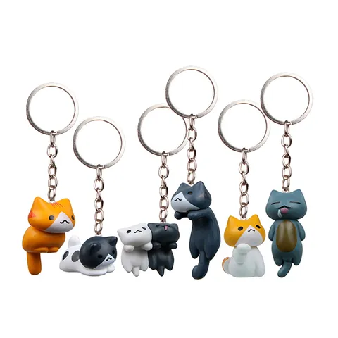 Llavero De Gato De Dibujos Animados Lindo Figura De Animal En Miniatura De PVC Resina Colgante De Bolsa Estilo Japonés