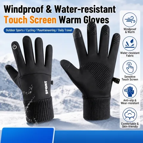 Guantes de Invierno Impermeables para Hombre Mujer Pantalla Táctil Antideslizantes Cálidos Forro de Felpa Deporte Ciclismo Esquí