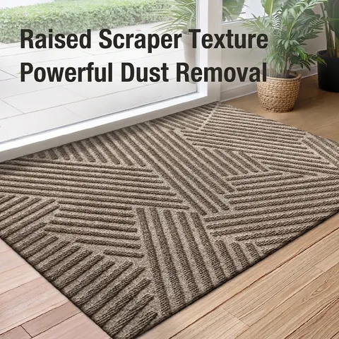 Entryway Door Mat Non-Slip Indoor Outdoor Mud Scraper Rug Easy Clean Geometric Spiral Pattern Durable Polyester Entrance