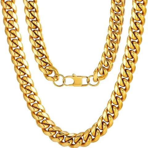 Hip Hop Cuban Link Chain Necklace High Polish Stainless Steel Chunky Curb Chain For Men Women Street Style Jewelry Gift