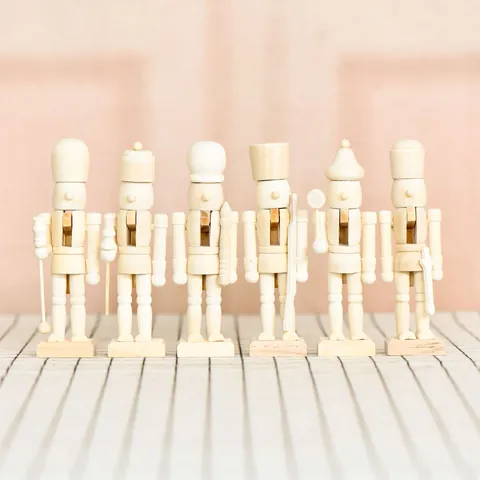 Set da 6 Pezzi Schiaccianoci in Legno Grezzo Non Finiti 13cm Pittura DIY Decorazioni Appese per Albero di Natale Statuette in Legno di Loto Fatte a Mano Regalo