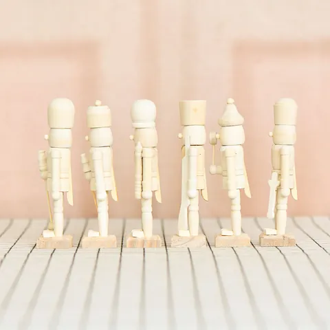 Set da 6 Pezzi Schiaccianoci in Legno Grezzo Non Finiti 13cm Pittura DIY Decorazioni Appese per Albero di Natale Statuette in Legno di Loto Fatte a Mano Regalo