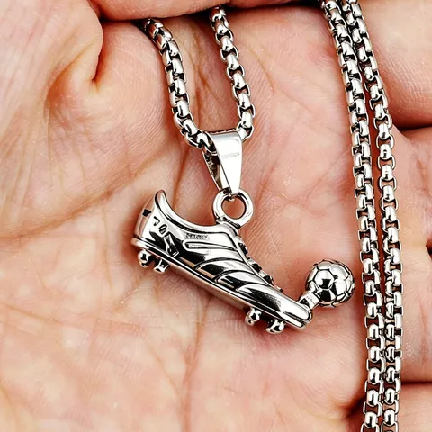 Vintage Sport Fußballschuh Fußball Anhänger Halskette Für Herren Damen Edelstahl Kette Legierung Sportliche Fan Schmuck