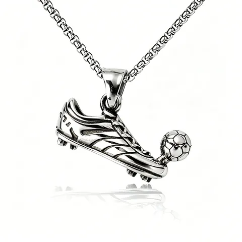 Vintage Sport Fußballschuh Fußball Anhänger Halskette Für Herren Damen Edelstahl Kette Legierung Sportliche Fan Schmuck