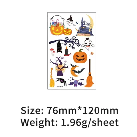 Halloween Luminous Temporary Tattoo Stickers Glow In The Dark Waterproof Cartoon Pumpkin Ghost Party Favors For Kids