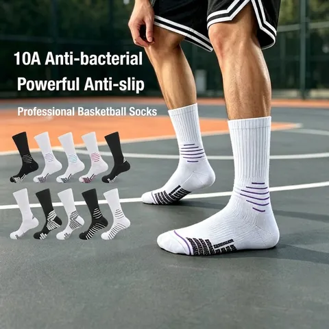 Professional Basketball Socks For Men Women Nylon Polyester Thickened Terry Bottom Non-Slip Shock Absorption Athletic Crew Sport Socks