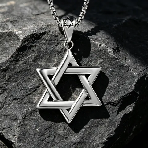 Star Of David Pendant Necklace Hollow Hexagram 316L Stainless Steel Vintage Religious Spiritual Jewelry For Men