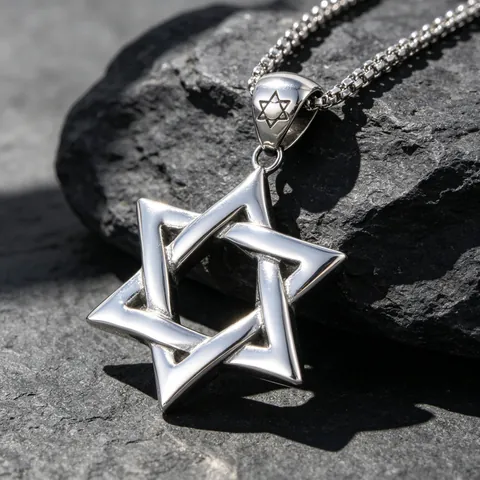 Star Of David Pendant Necklace Hollow Hexagram 316L Stainless Steel Vintage Religious Spiritual Jewelry For Men