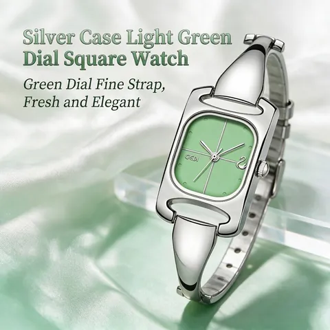 Damen Elegante Rechteckige Quarz Armbanduhr Silberfarben Metall Minimalistisch Schick Luxus Stil Wasserdichte Armbanduhr