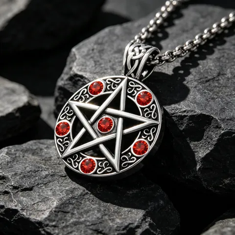 Vintage Edelstahl Pentagramm Anhänger Halskette Für Herren Damen Poliert Keltischer Knoten Stern Strass Modeschmuck