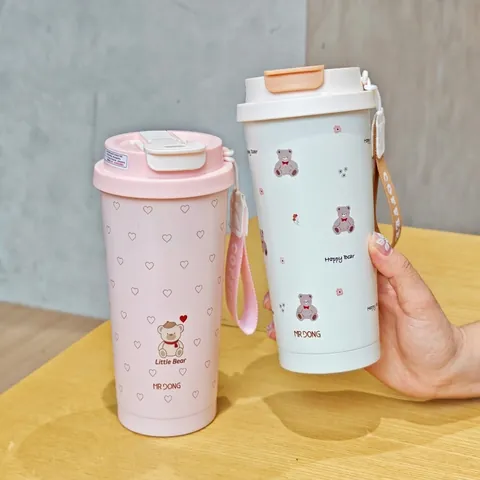 304 Stainless Steel Vacuum Insulated Coffee Tumbler With Dual Use Lid And Portable Strap Cute Cartoon Cat Dog Mug For Women