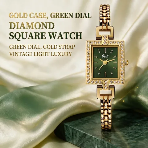 Orologio al Quarzo Quadrato da Donna in Lega Strass Bracciale a Catena Impermeabile Elegante Vintage Quadrante in Madreperla