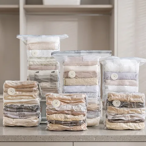 Sacchetti Sottovuoto Per Vestiti Piumoni Senza Pompa Richiesta Risparmio Spazio PA PE Compressione Riutilizzabile Per Casa