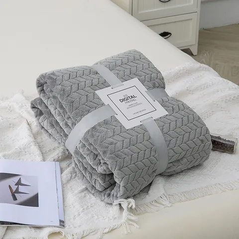 Manta de Franela con Patrón de Espiga de Trigo Manta de Poliéster Suave para Sofá Cama Cálida Transpirable Manta de Aire Acondicionado para Todas las Estaciones