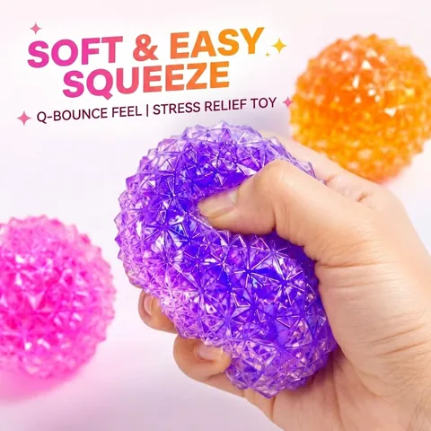 Glitter Diamond Squeeze Ball Maltose Squishy Toy Stress Relief Slow Rebound Spike Ball Toy Sensory Stress Reliever