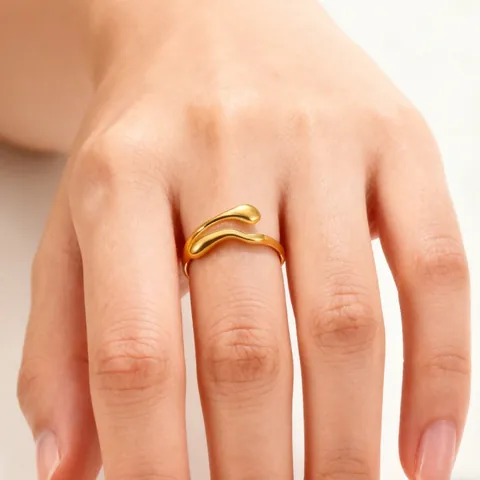 Minimalist 304 Stainless Steel Open Ring for Women Double Layer Triple Layer Beaded Geometric Adjustable Fashion Finger Jewelry Daily Casual Gift