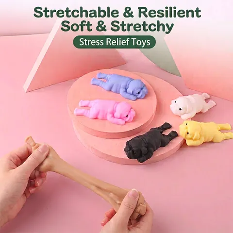 Cute Shar Pei Dog TPR Squishy Toy Stress Relief Sensory Squeeze Toy Soft Elastic Puppy Fidget Toy For Adults Kids Office Home
