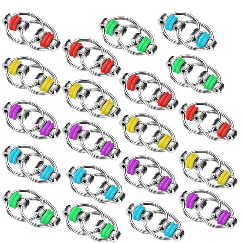 Stainless Steel Fidget Bike Chain Flippy Toy Stress Reliever Metal Key Ring For ADHD Anxiety Relief Adults Kids Sensory Toy