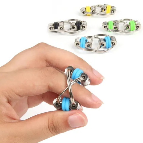 Stainless Steel Fidget Bike Chain Flippy Toy Stress Reliever Metal Key Ring For ADHD Anxiety Relief Adults Kids Sensory Toy